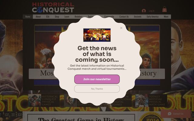 Historical Conquest Adventure Box homepage