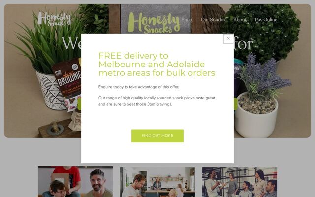 Honesty Snacks homepage