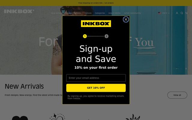 Inkbox homepage
