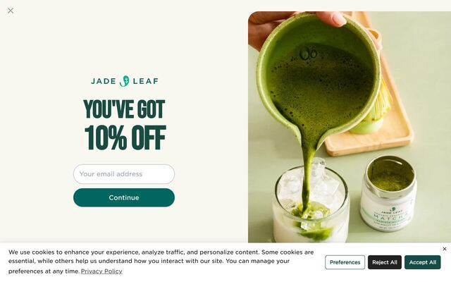 Jade Leaf Matcha homepage