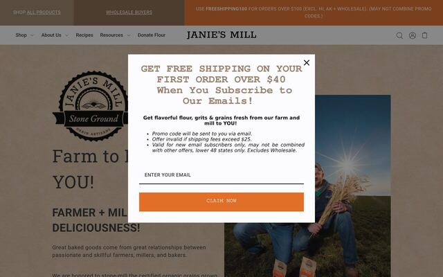 Janie's Mill Flour Subscriptions homepage
