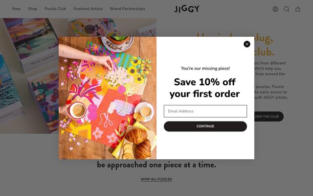 JIGGY Puzzles Monthly Membership homepage