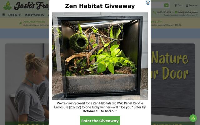 Josh's Frogs AutoDelivery (fish food and feeders) homepage