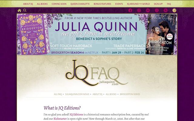 JQ Editions (curated by Julia Quinn) homepage