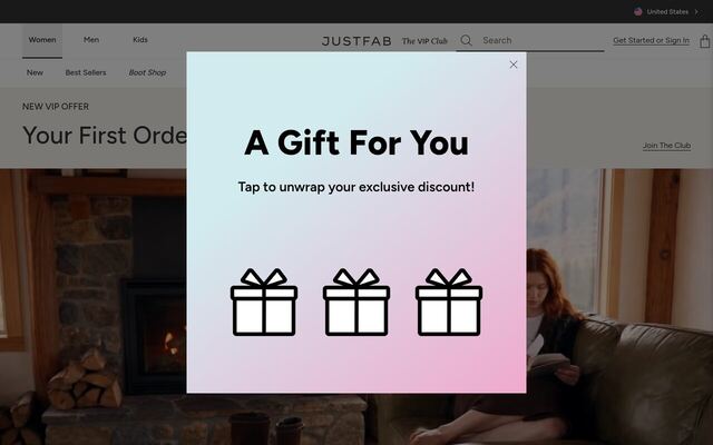 JustFab homepage