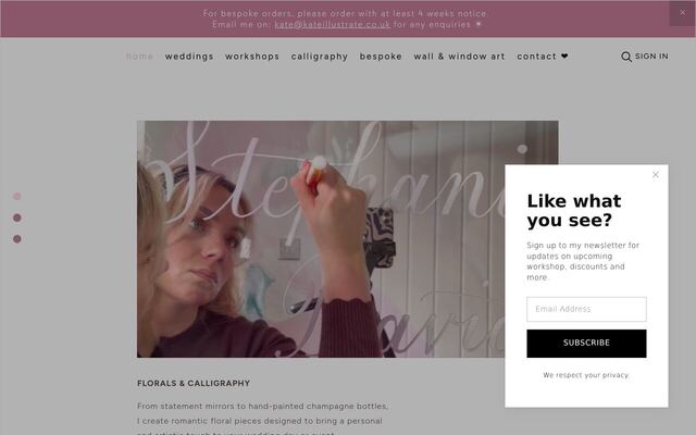 Kate Illustrate – The Calligraphy Room homepage