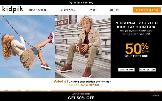 Kidpik homepage