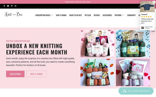 Knit in a Box homepage
