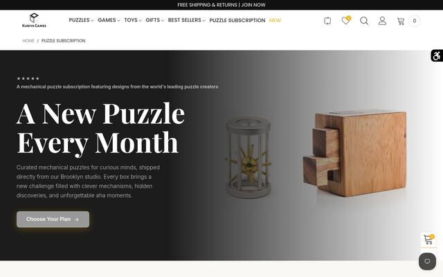 Kubiya Games Puzzle of the Month homepage
