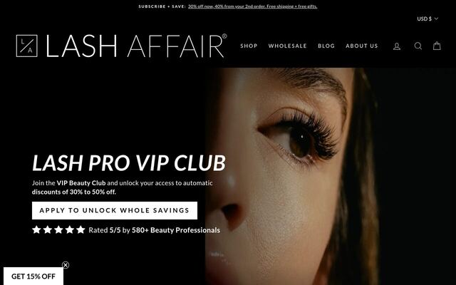 Lash Affair Subscribe & Save homepage