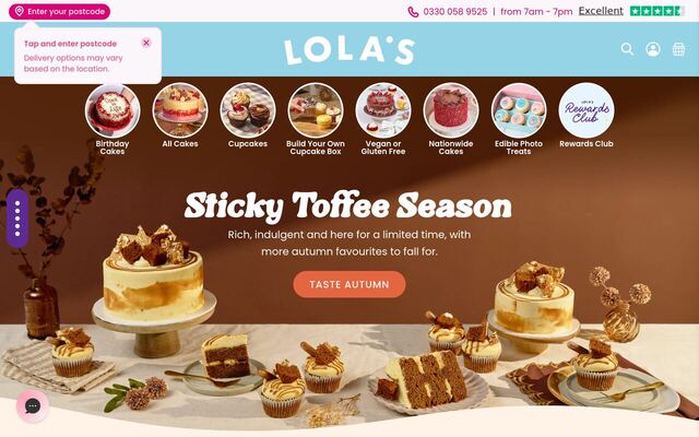 Lola's Cupcakes homepage