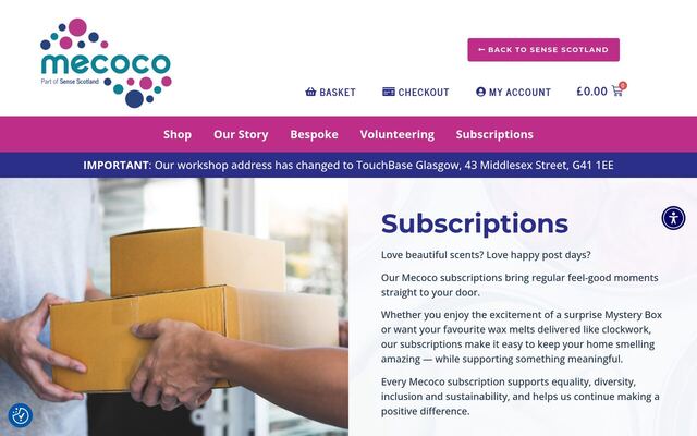 Mecoco Wax Melt Subscription (Sense Scotland) homepage
