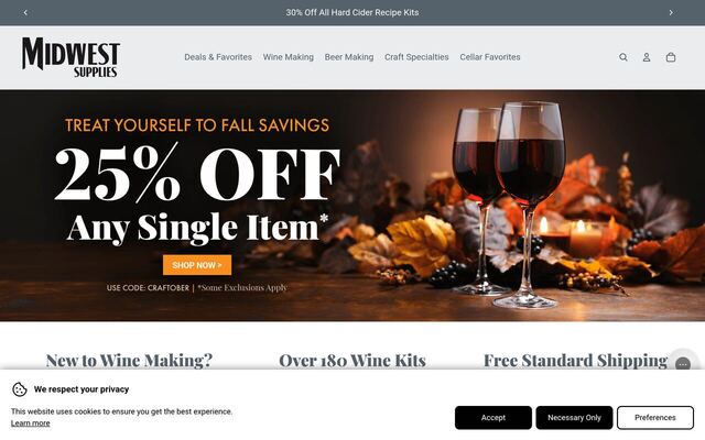 Midwest Supplies Wine Cellar Subscription homepage