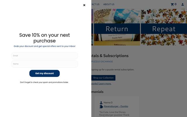 Missing Piece Puzzle Exchange homepage