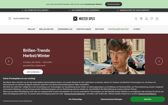 Mister Spex Switch homepage