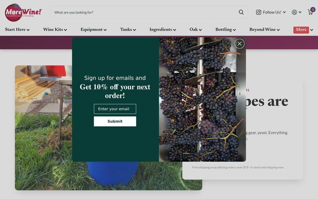 MoreWine VineCo Wine of the Month Club homepage