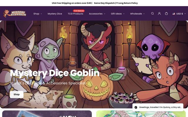 Mystery Dice Goblin DnD Subscription Box homepage