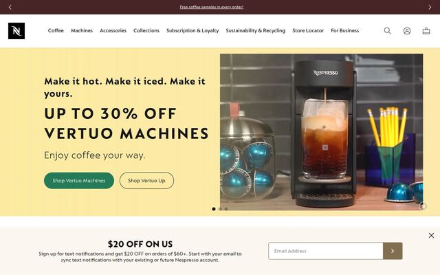 Nespresso Subscription (Belgium/Luxembourg) homepage