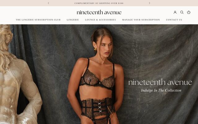 Nineteenth Avenue Lingerie Subscription Club homepage