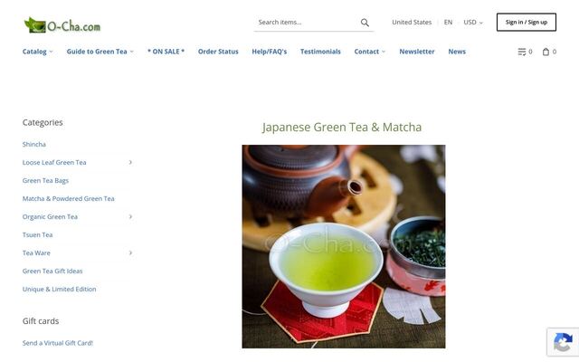 O-Cha Monthly Delivery Service homepage