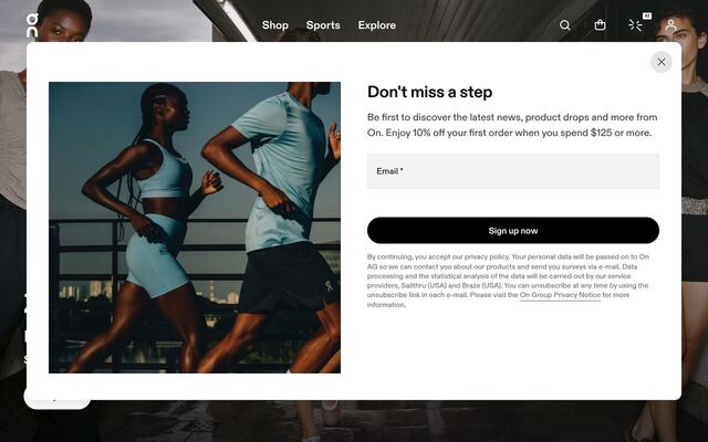 On Cyclon Subscription homepage