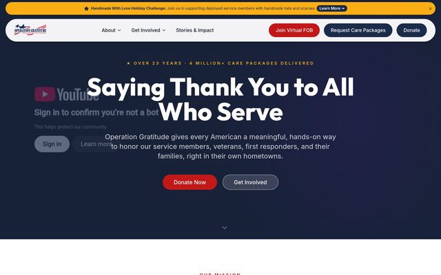 Operation Gratitude homepage