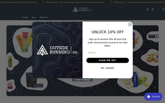 Outside Running Co homepage