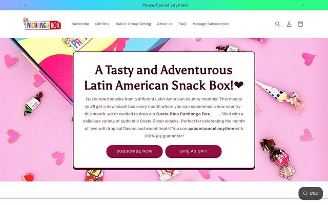 Pachanga Box homepage