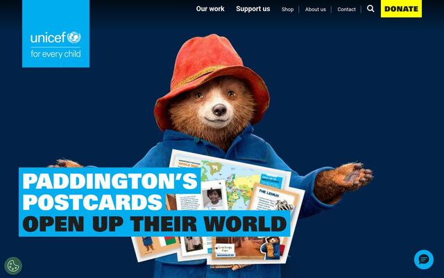 Paddington's Postcards (UNICEF) homepage