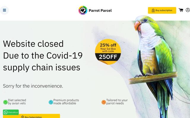 Parrot Parcel homepage