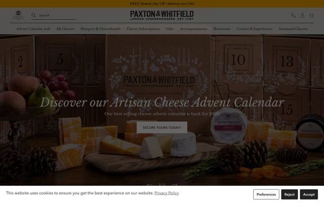 Paxton & Whitfield homepage