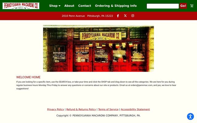 Pennsylvania Macaroni Co. Pasta of the Month homepage