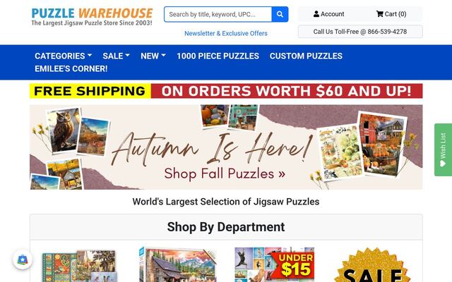 Puzzle Warehouse Puzzle of the Month Club homepage