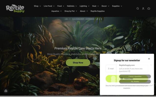 Reptile Supply Co homepage