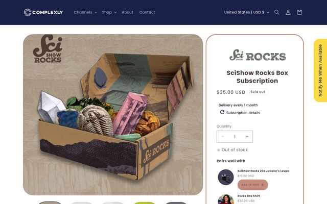 SciShow Rocks Box homepage