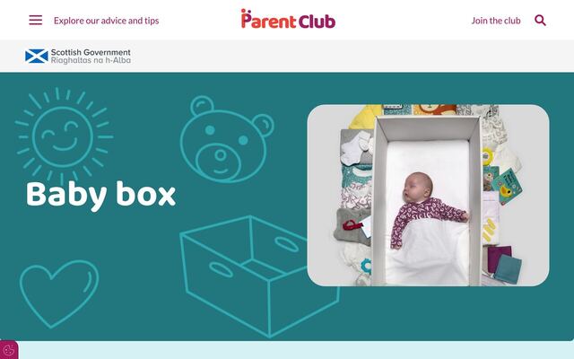 Scotland Baby Box homepage