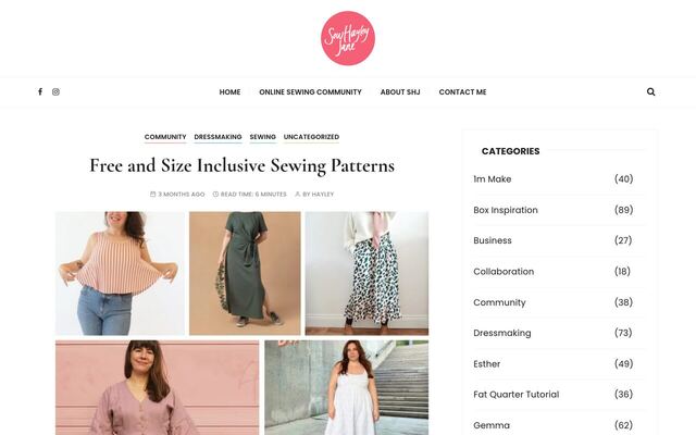Sew Hayley Jane homepage