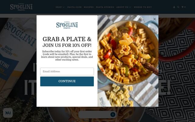 Sfoglini Pasta Club homepage
