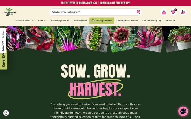 She Grows Veg Seed Subscriptions homepage