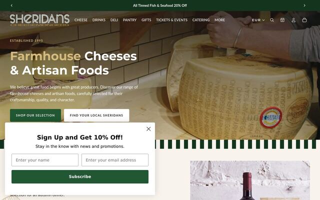 Sheridans Cheesemongers Cheese Club homepage