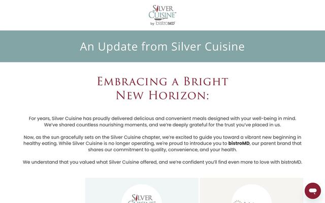 Silver Cuisine by bistroMD homepage