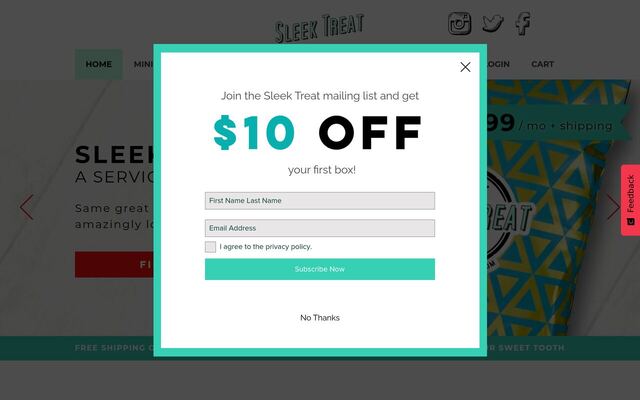 Sleek Treat homepage