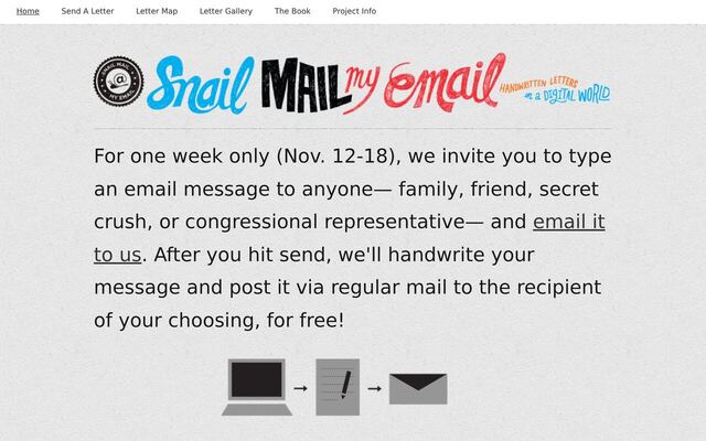 Snail Mail My Email homepage