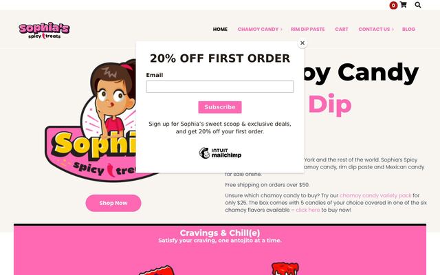 Sophia's Spicy Treats homepage