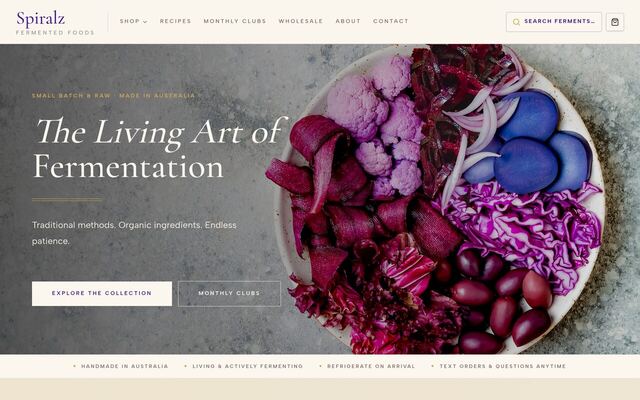 Spiralz Fermented Foods homepage