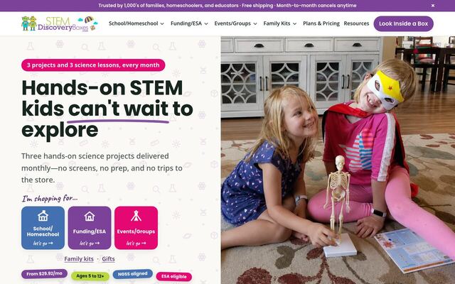 STEM Discovery Boxes homepage