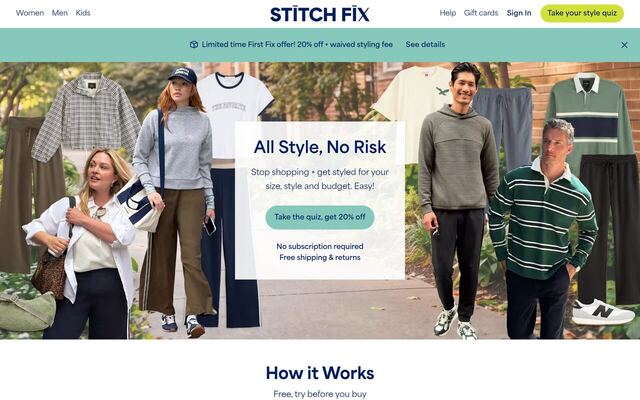 Stitch Fix homepage