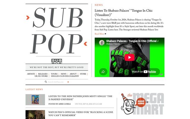 Sub Pop Singles Club homepage