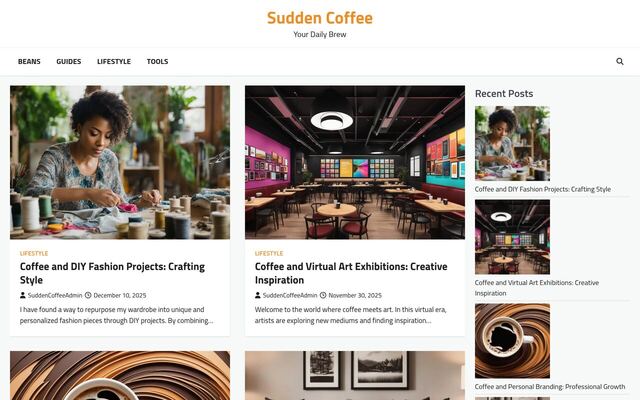 Sudden Coffee homepage
