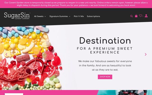 SugarSin Sweet Subscription homepage